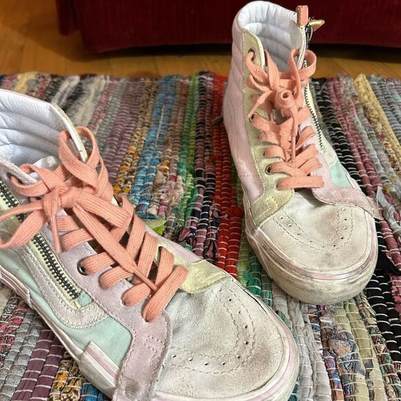 Vans Pastel High Tops Mint Green and Pink High-Top Sneakers Womens 8.5 - Picture 11 of 14